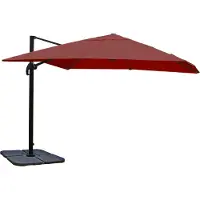Mendler Gastronomie-Ampelschirm MCW-A96, Sonnenschirm 3x3m (Ø4,24m) Polyester Alu/Stahl 23kg bordeaux mit Ständer, drehbar
