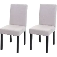 Mendler 2er-Set Esszimmerstuhl Stuhl Küchenstuhl Littau Textil, creme-beige, dunkle Beine