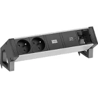 Bachmann 937.323 DESK2 ALU BLACK 2xUTE 1xCM 1xUSBC 30W 0,2m 937323
