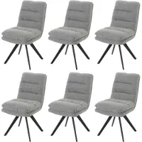 MCW 6er-Set Esszimmerstuhl MCW-G66, Küchenstuhl, drehbar Auto-Position Stoff/Textil Bouclé MVG hellgrau