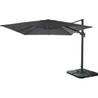Mendler Gastronomie-Ampelschirm MCW-A96, 3x3m (Ø4,24m) schwenkbar, Polyester Alu/Stahl 23kg anthrazit mit Ständer
