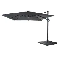 Mendler Gastronomie-Ampelschirm MCW-A96, 3x4m (Ø5m) schwenkbar, Polyester/Alu 26kg anthrazit mit Ständer