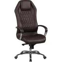 FineBuy Bürostuhl Braun MONTEREY Echt-Leder Schreibtischstuhl XXL Polsterung Chefsessel hohe Rückenlehne mit Kopfstütze Drehstuhl Drehsessel