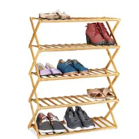 Relaxdays Schuhregal Bambus Natur Faltbar 89 cm x 67 cm x 26 cm 2,7 kg