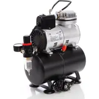 Wiltec Airbrush Kompressor AF186 mit Lufttank, 1 Zylinder Kolben, max. 4 bar Druck und Start-Stop Automatik, für Modellbau, Tattoos, Nailart
