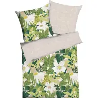 Kaeppel Mako-Satin Bettwäsche Botanik kiwi 135x200 cm + 80x80 cm