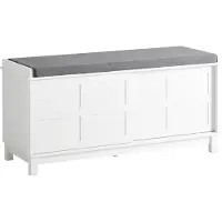 SoBuy FSR86-W Aufbewahrungsbank mit Sitzkissen - 114 x 40 x 53 cm - Weiß/Grau