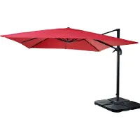 Mendler Gastronomie-Ampelschirm MCW-A96, Sonnenschirm 3x3m (Ø4,24m) Polyester Alu/Stahl 23kg rot mit Ständer