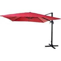 Mendler Gastronomie-Ampelschirm MCW-A96, Sonnenschirm 3x3m (Ø4,24m) Polyester Alu/Stahl 23kg rot ohne Ständer, drehbar