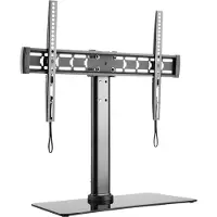 Techly Universelle Schreibtischhalterung fuer 1 LCD Displays 81,28cm-139,70cm 32-55Zoll mit Glas Standfuss schwarz Tragkraft 40Kg