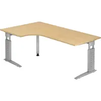 Hjh OFFICE PRO UNDA 82 S - 200 x 120 Ahorn/Silber höhenverstellbar