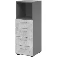 Hjh OFFICE PRO BETA 9 | Schrank mit 4 Schüben | 3 OH - Graphit/Beton