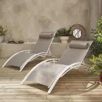 Sweeek - 2er-Set Sonnenliegen aus Aluminium mehrfach verstellbar - Weiß