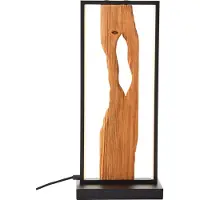 Brilliant minimalistische LED Tischleuchte CHAUMONT| Hohe schwarze Tischlampe mit Holzdetail | 10W 940 Lumen 3000 Kelvin| Aluminium/Holz