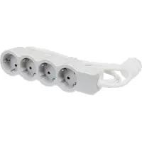 Legrand 694561, 3 m, Drinnen, Abgewinkelt, Grau, Weiß, 4 AC-Ausgänge, 618 g
