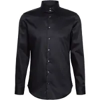 Seidensticker Businesshemd "Schwarze Rose", Herren, Gr. M (40), normale Ärmellängen, schwarz, 100% Baumwolle, unifarben, slim fit, 2-Knopf-Manschette, Hemden Businesshemd, Slim 1/1 Kentkragen Uni