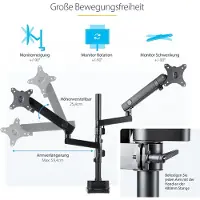 StarTech.com ARMDUALPIVOT, Klemme, 16 kg, 81,3 cm (32 Zoll), 100 x 100 mm, Höhenverstellung, Schwarz