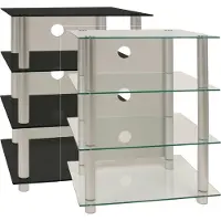 VCM Hifi Möbel | Rack Schrank Phono Regal | Alusäulen Glasböden | Maße H. 70 x B. 59 x T. 49 cm | Phono Mediaregal - Blados