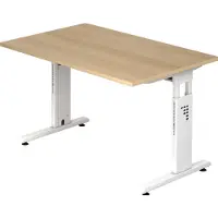Hjh OFFICE PRO MEGA 12 W - 120 x 80 höhenverstellbar Eiche/Weiß