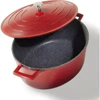 Stoneline Cocotte Bräter Oval 32x25 cm Kirschrot | mit Deckel