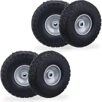 Relaxdays 4x Sackkarrenrad, pannensichere Vollgummireifen, 4.10/3.50-4", Stahlfelge, bis 150kg, 260x85 mm, schwarz-grau