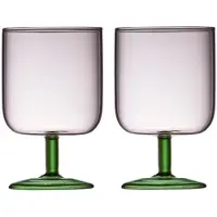 Lyngby Glas Weinglas Torino Pink / Green 300 ml (2er Set)