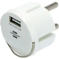 Brennenstuhl USB Steckdosenadapter, Kompaktes Design, USB-A Anschlüsse, IP44 Standard, Weiß
