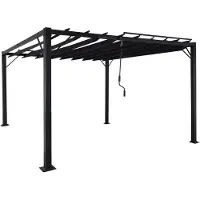 Mendler Pergola MCW-L40, Garten Lamellen-Pavillon Terrassenüberdachung, 8cm-Alu-Gestell Stoff/Textil, 3x3m anthrazit
