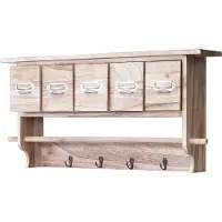 Mendler Garderobe MCW-C49, Wandgarderobe Wandregal, Vintage mit 5 Schubladen 32x65x13cm natur