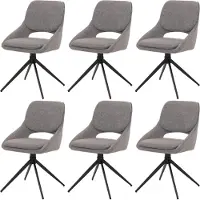 MCW 6er-Set Esszimmerstuhl MCW-N73, Küchenstuhl, drehbar Auto-Return, Stoff/Textil Boucle (540g/m²) grau
