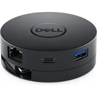 Dell DA300, Kabelgebunden, USB 3.2 Gen 2 (3.1 Gen 2) Type-C, 10,100,1000 Mbit/s, Schwarz, 3840 x 2160 Pixel,