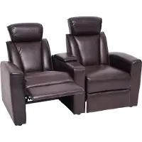 Mendler 2er Kinosessel MCW-H30, Relaxsessel Fernsehsessel Zweisitzer Sofa, Staufach Soft Touch Kunstleder braun