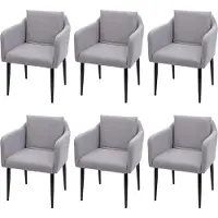 Mendler 6er-Set Esszimmerstuhl MCW-H93, Küchenstuhl Lehnstuhl Stuhl Stoff/Textil hellgrau