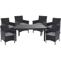 Mendler Poly-Rattan-Garnitur Hamar, Gartenmöbel Balkon-Set Sitzgarnitur anthrazit, Kissen anthrazit