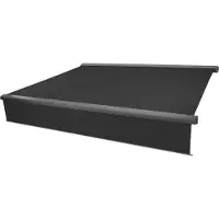 Mendler Elektrische Vollkassetten-Markise H124, 4,5x3m ausfahrbarer Volant Polyester Anthrazit, grau