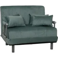Mendler Schlafsessel MCW-K29, Klappsessel Schlafsofa Gästebett, Liegefläche 190x100cm, Stoff Chenille (370g/m²) blau-grün