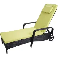 Mendler Poly-Rattan Sonnenliege Cesena, Relaxliege Gartenliege Liege, Alu anthrazit, Kissen hellgrün