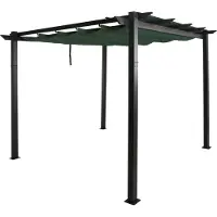 Mendler Aluminium Pergola MCW-N93, Gartenpavillon Pavillon Garten, stabiles 8cm-Gestell Schiebedach UV50+ 3x3m grün