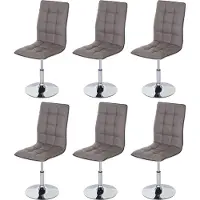 MCW 6er-Set Esszimmerstuhl MCW-C41, Stuhl Küchenstuhl, höhenverstellbar drehbar, Kunstleder MVG- taupe-grau