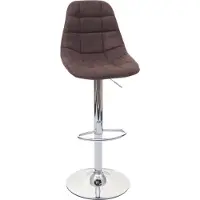 Mendler Barhocker MCW-A67, Barstuhl Tresenhocker vintage dunkelbraun Stoff/Textil, Fuß chrom