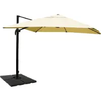 Mendler Gastronomie-Ampelschirm MCW-A96, 3x4m (Ø5m) Polyester Alu/Stahl 26kg creme mit Ständer