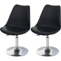 Mendler 2er-Set Drehstuhl Vaasa T501, Stuhl Küchenstuhl, höhenverstellbar, Kunstleder schwarz