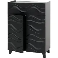 Mendler Kommode MCW-N86, Schrank Sideboard Anrichte, 3D-Wellen-Design Push-to-open Türen 107x76x36cm schwarz