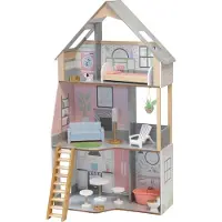 Kidkraft Alina Puppenhaus Landhausstil mit 15 Möbelstücken, 66 x 38 x 115 cm