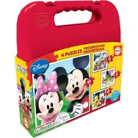 Educa Mickey Mouse Progressive Suitcase, Kinderpuzzle mit 12, 16, 20 und 25 Teilen, ab 3 Jahren (16505)
