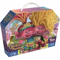 Trefl Funkelndes Glitzerpuzzle im Trolls 3 Koffer, 70 Teile