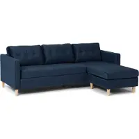 Ebuy24 Marino Sofa BA2, Chaiselongue rechts oder links gewendet in Velour blau.