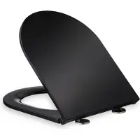 Relaxdays Toilettendeckel mit Absenkautomatik & Quick Release, 36 x 45 cm, Duroplast, Montage von oben, D-Form, schwarz