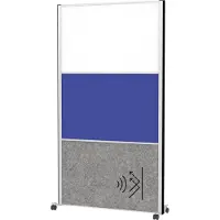 MAUL Stellwandsystem MAULconnecto, Steckmodule, 1x Whiteboard, 1x Akustikvlies, 1x Textiloberfläche, Klettverbindung, auf Rollen, H 1800 x B 1000 mm, silber