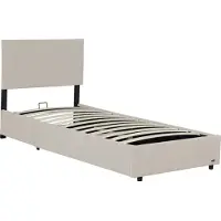 Corium Polsterbett 'Juva' Cord mit Lattenrost 90x200 cm Beige